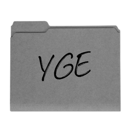 folder that has "YGE" written on it